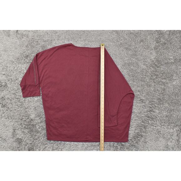 NEW Chico's Size 3 Red Short Sleeve Solid Modal Blend Blouse Top Crew Neck - Picture 6 of 9